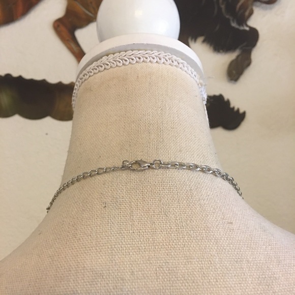 Silver rhinestone shadow box pendant on chain - Picture 5 of 8